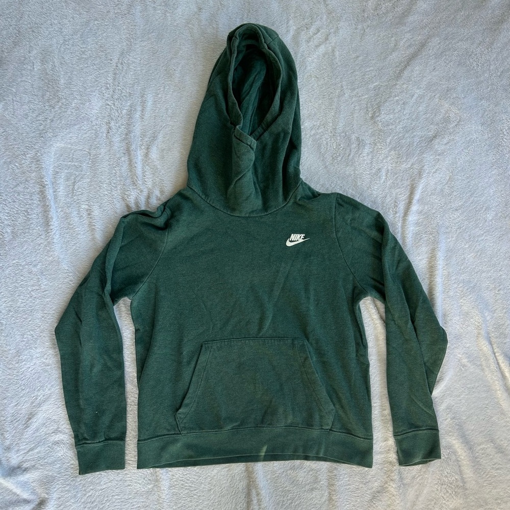 Nike Dark Green Pullover Hoodie with White Swoosh